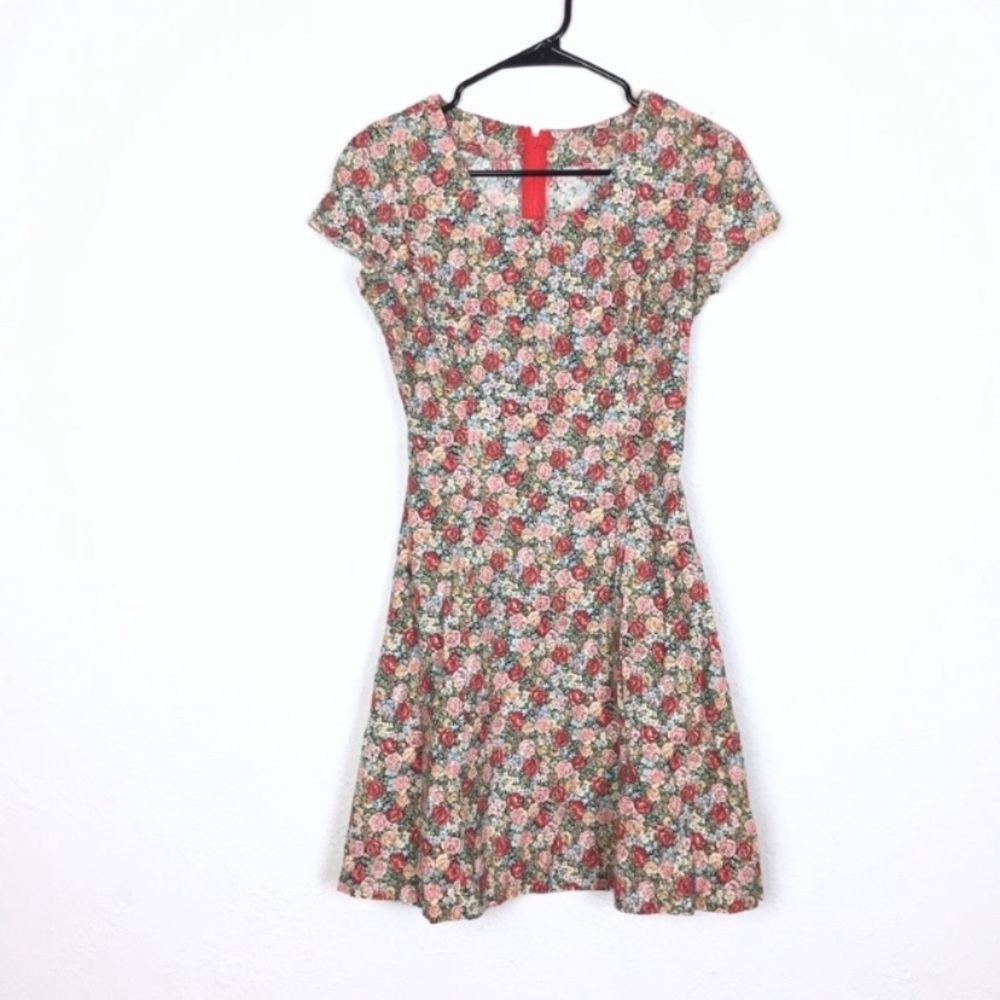 Vintage handmade micro floral print summer mini dress feminine cottagecore